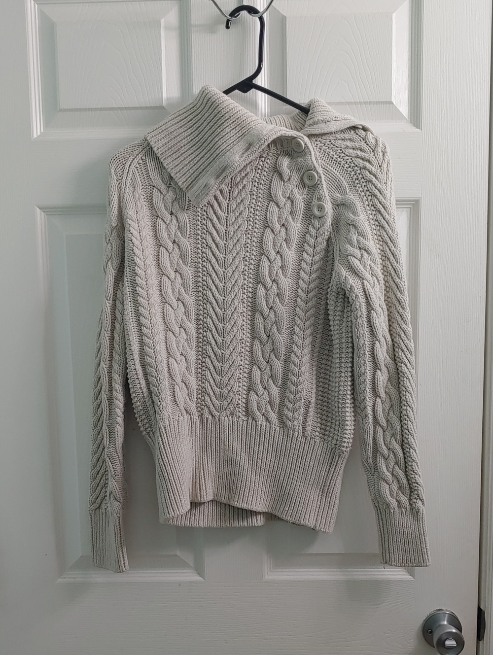 Vintage Moda International Cableknit Jumper Women's L Cream Fisherman Sweater